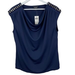 NWT LAUREN RALPH LAUREN Black Label Jersey Sleevless Cowlneck Top Size 1X/TG